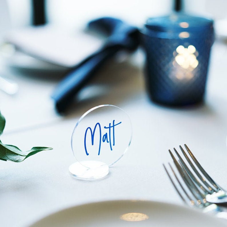 Personalized Clear Acrylic Place Card Holders Stand Geometric Etsy