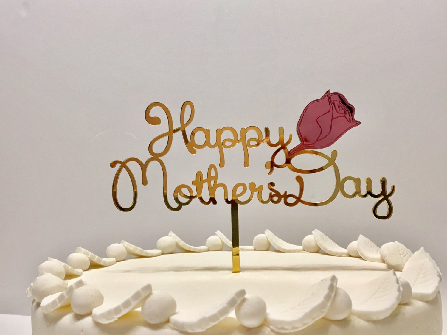 Happy Mothers Day Decor Gold Acrylic Cake Topper Rose ...