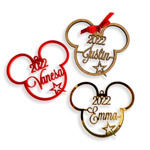 2024 Personalized Mickey Mouse Head Custom Name Ornament Any Year Unique Gift for Kids Disney Decoration Hanging Bauble Christmas Tree Decor