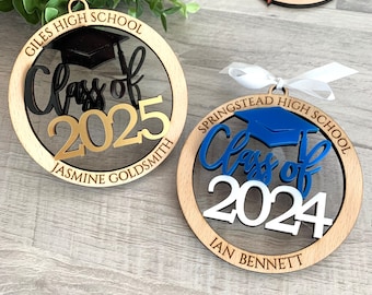 Personalized University Graduation Ornament Class of 2024 Student Graduation Keepsake Name Ornament Class of 2025 Custom High School Name