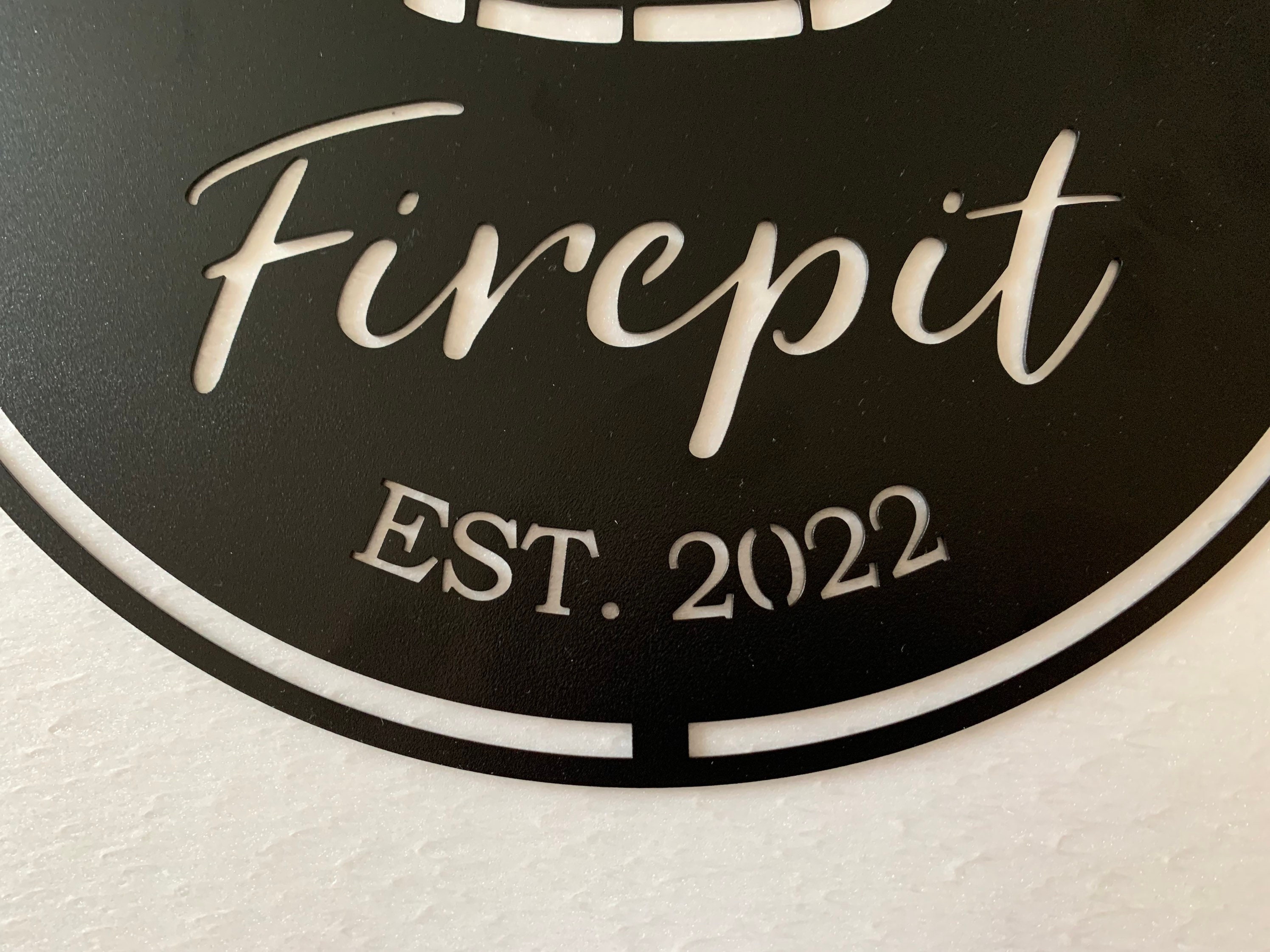 Personalized Firepit Metal Name Sign Custom Backyard BBQ Fire pit