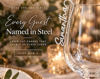 Personalized Wedding Wine Glass Charms, Stainless Steel Drink Tags with Names
