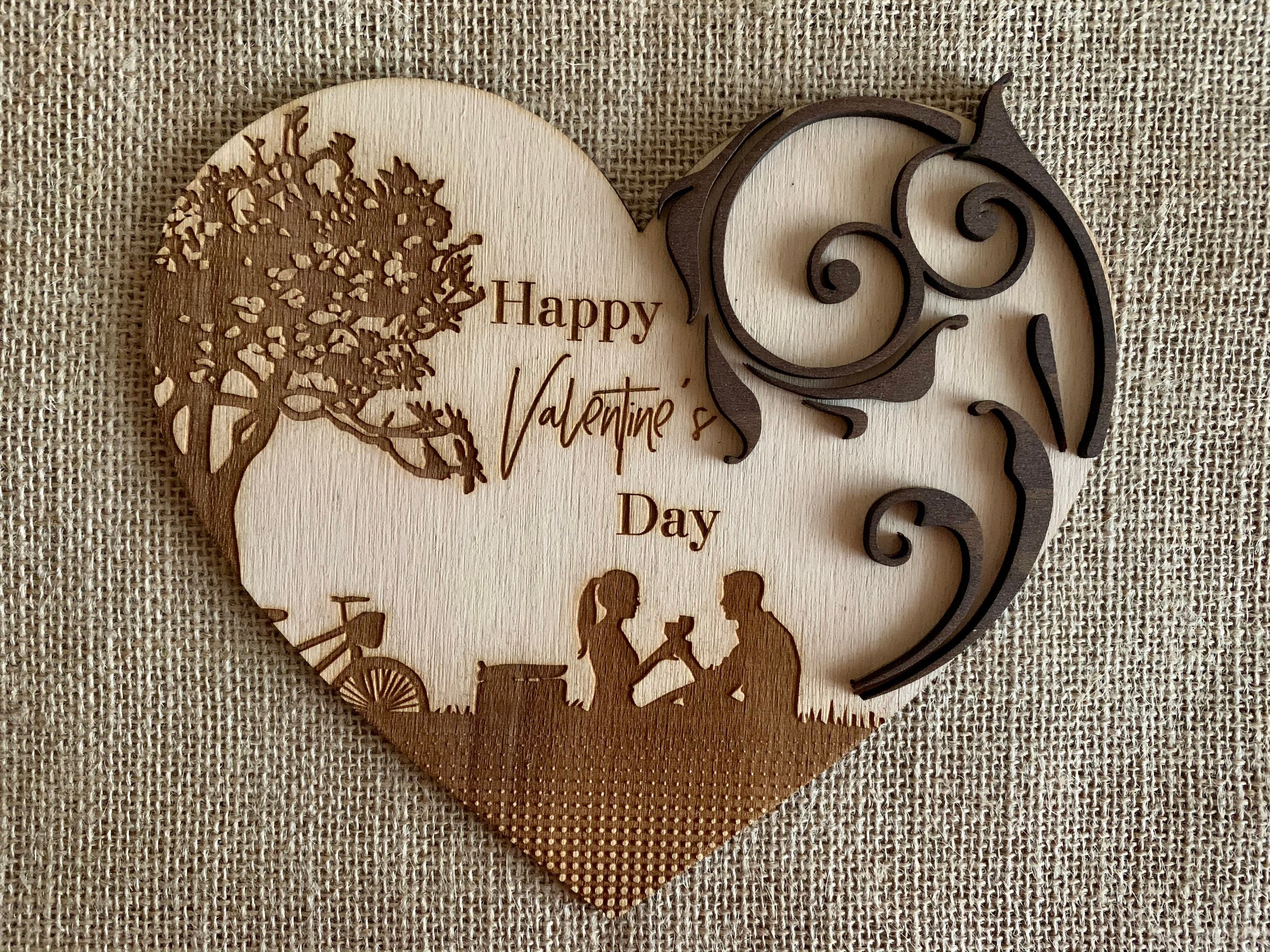 Personalized Wooden Heart Shape Happy Valentine's Day Love