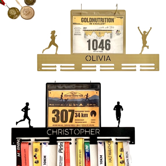 Personalized Name Running Medal Holder with Race Bib
