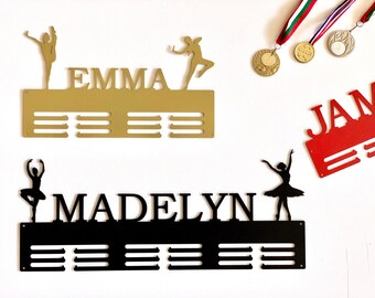 Personalized Dance Medal Holder Custom Design Dancer Name Sign Metal Display Rack Sports Award, Cheerleader Gift, Ballet, Any Dancing Figure