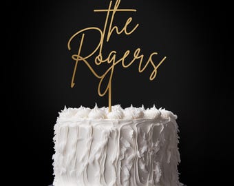 Personalized Last Name Wedding Topper, Custom Acrylic Surname Sign, Elegant Reception Cake Decor