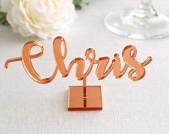 Freestanding Wedding Place Names with Base, Personalized Acrylic Table Names