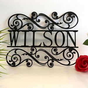 Custom Family Name Sign – Personalized Metal Name Plaque, Monogram House or Garden Sign, Front Door Hanger, Wedding & Housewarming Gift