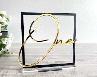 Wedding Table Numbers - Calligraphy - Custom Table Numbers - Gold Table Numbers - Free-Standing Number Holders- Personalized Reception Signs