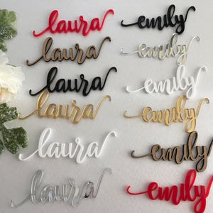 Gold Wedding Place Cards Personalized Acrylic Laser Cut Names Place name settings Guest name tags Wedding Signs Calligraphy Modern New Font image 3