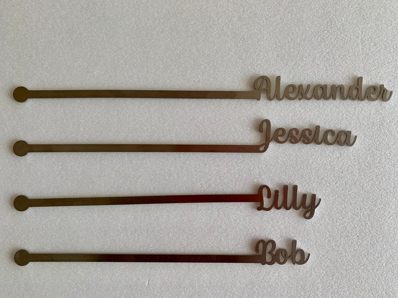 Custom name swizzle stir sticks Personalized metal drink stirrers Stainless steel Wedding cocktail accessories Birthday Hen party, New FONT image 6