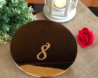Laser Engraved Wedding Table Numbers | Etched Mirror Table Markers | Elegant Reception Seating Signs