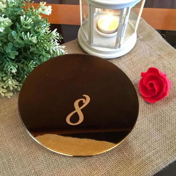 Laser engraved table numbers Wedding table numbers Etched mirror Table markers weddings Seating table numbers Reception Decor Number Signs