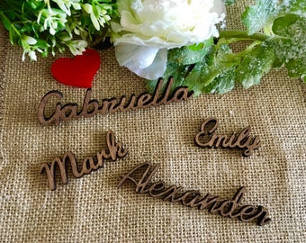 Wooden Place Cards Wood Calligraphy Plate Names Personalized Laser Cut Names Place Name Vintage Setting Custom Boho Wedding Signs Rustic Tag