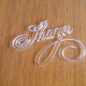 Gold Mirror Laser Cut Names Personalized Wedding Place Cards Guest Names Wedding centerpiece Wedding table cards Table settings Dinner party Clear