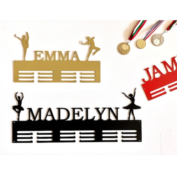 Personalized Dance Medal Holder Custom Design Dancer Name Sign Metal Display Rack Sports Award, Cheerleader Gift, Ballet, Any Dancing Figure
