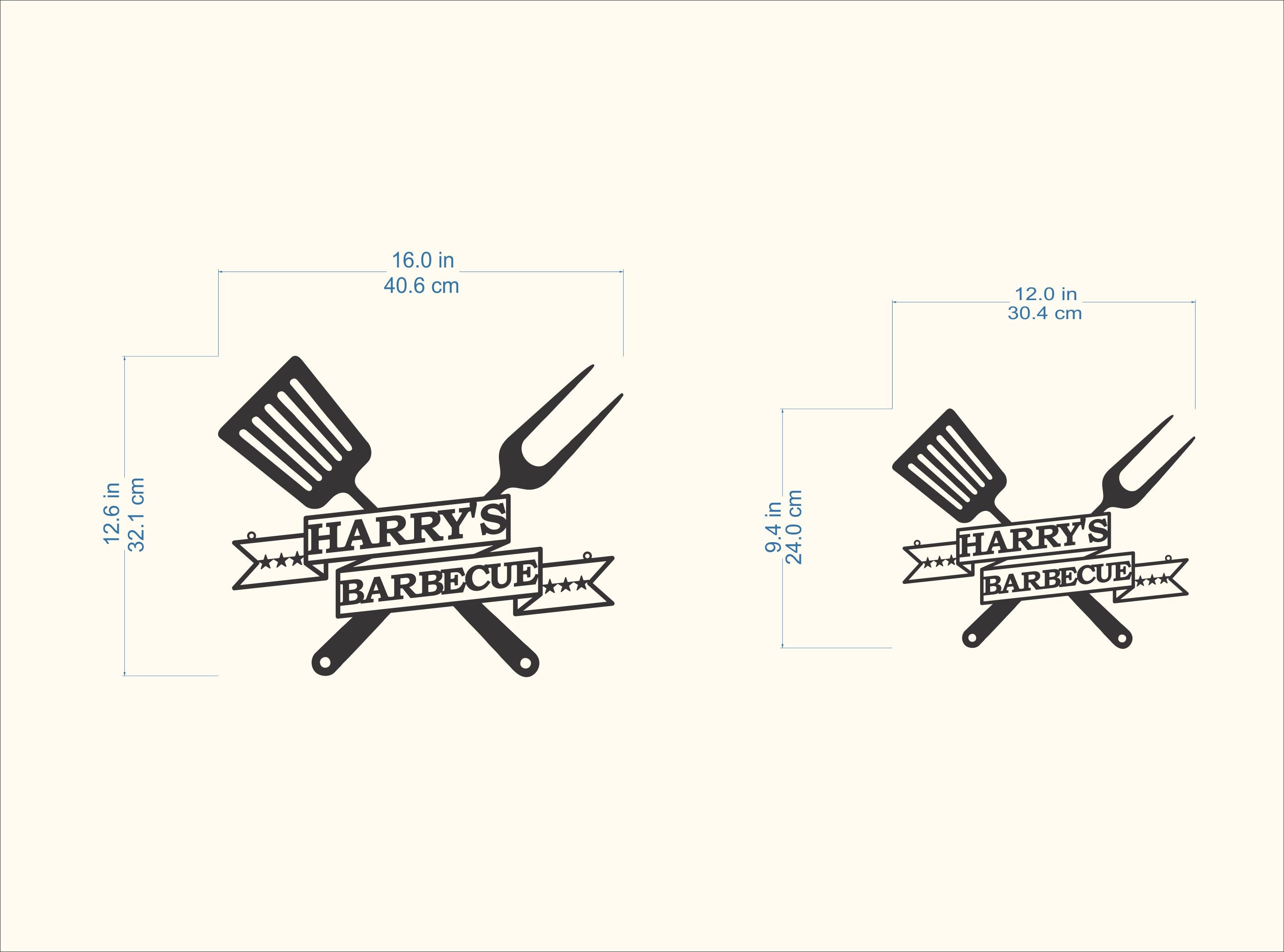 BBQ Grill Name Sign Custom Metal Wall Art Barbecue Outdoor Dad's BBQ