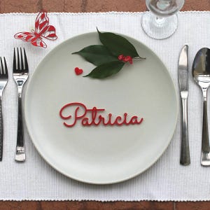 Red color acrylic place card by FranJohnsonHouse