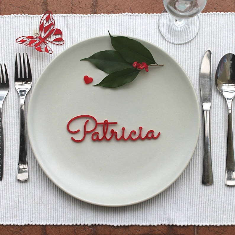 Red color acrylic place card by FranJohnsonHouse