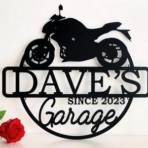 Personalisiertes Motorrad Namensschild - Individuelles Metall Fahrrad Schild - Garage oder Bar Schild - Motorrad Geschenk - Housewarming - Man Cave Metall Wand Kunst