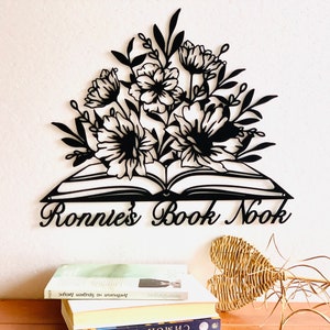 Custom Book Nook Sign – Personalized Metal Wall Art with Custom Name, Reading Corner or Study Room Plaque, Book Lover or Housewarming Gift
