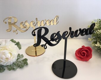 Reserved Table Sign Reserved Seating Reserved Sign for Weddings Freestanding Acrylic Reserved Gold Wedding Sign Reception Custom table signs