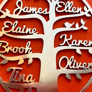 Personalized Tree of Life Family Names Necklace Handmade Oval Pendant Custom Laser Cut Names Stainless Steel Jewelry Women Anniversary Gifts image 9