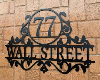 Personalized Metal Address Sign with Custom House Number - Outdoor Wall Art - Front Door Decor