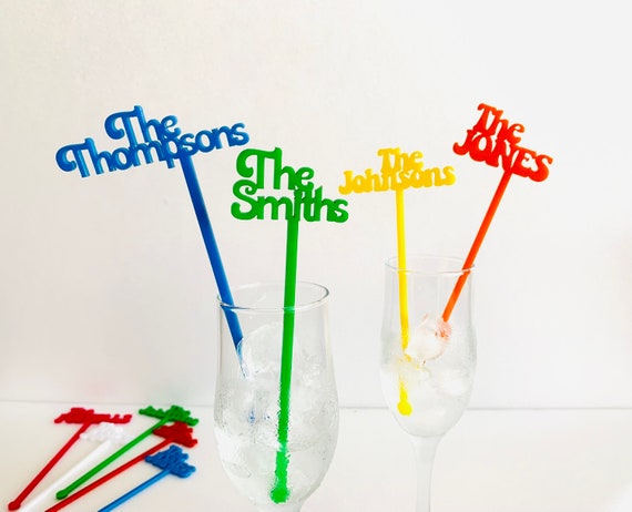 Personalized Retro Name Drink Stirrers 70s Party Decor Custom Cocktail Swizzle Stick Bar Accessories Wedding Table Centerpieces Drink Marker