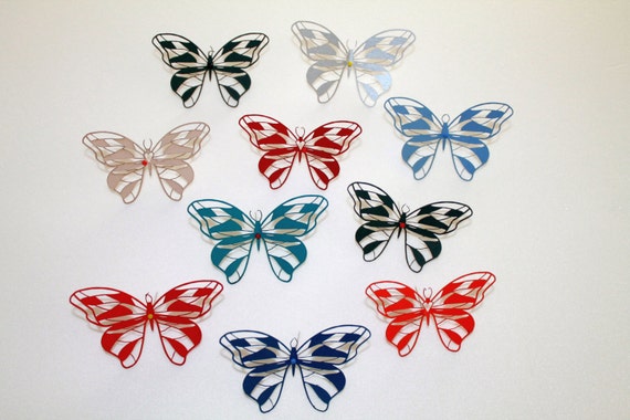 Paper Butterflies Die Cuts 10 Pc Butterfly Wine Glass 3d Etsy