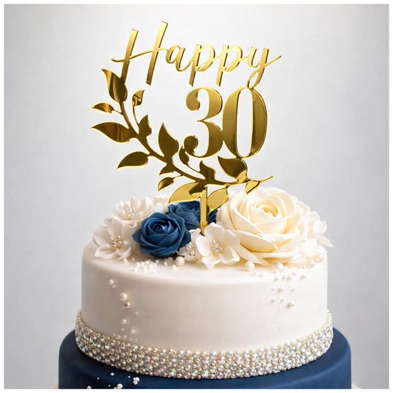 30th Birthday Cake Topper, Custom Cake Decoration with Any Name and Age