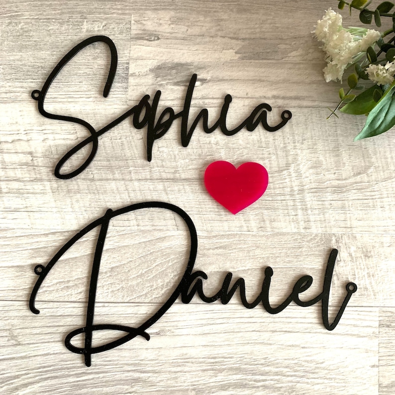 Personalized Name Sign, Family Sign, Custom Names and Heart, Custom Metal Words, Laser Cut Names, Script Metal Letters for Wall, Love Plaque image 10