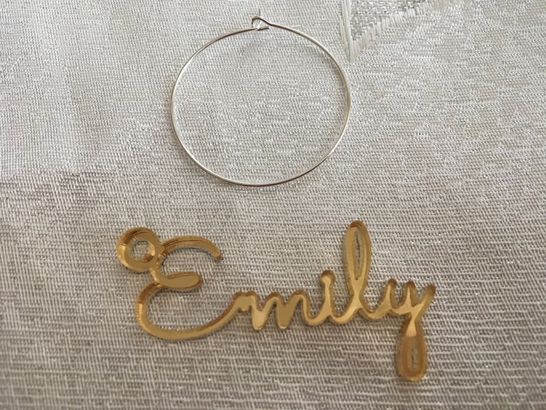 Personalized Wine Glass Charm Custom Name Gift Tags Wedding Sign Place Cards Wooden Place Name Setting Small Laser Cut Table Names with Hole image 6