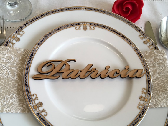 Names for weddings Wooden place cards Laser cut names Personalised wooden names Escort place cards Wedding table setting Calligraphy names