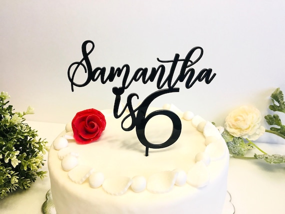 Custom Name and Age Cake Topper - Personalized Birthday Decoration - Available Colors
