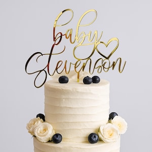 Personalisierter Baby Name Cake Topper, Benutzerdefinierte Gender Reveal Partydekoration, Babymitteilung