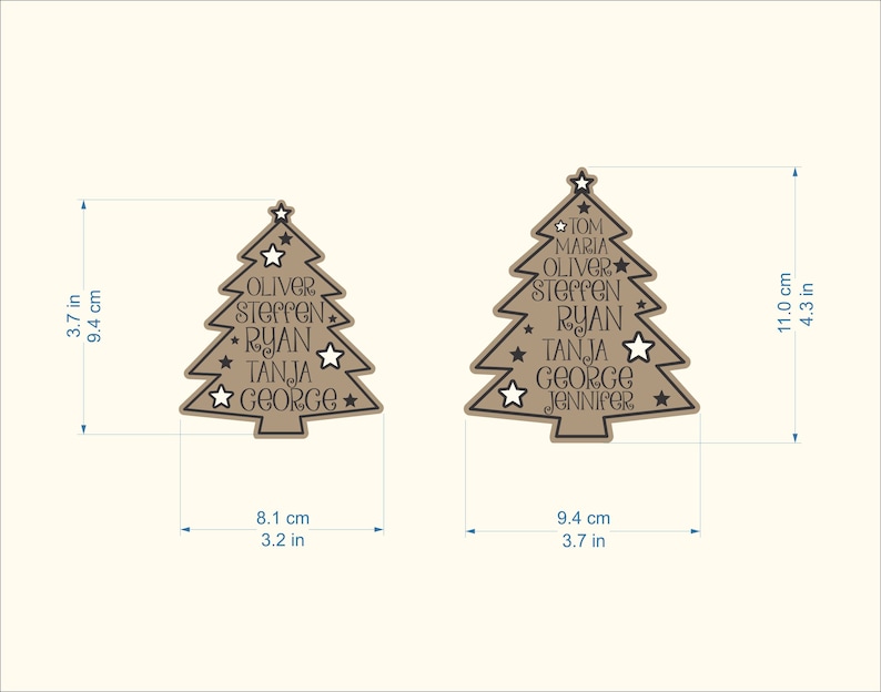 Personalized Wooden Family Christmas Tree Custom 2020 Engraved Hanging Ornament Family Names Holiday Gift Wood Xmas Tree Kids Names New Year