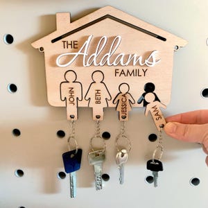Porte-clés personnalisé en bois pour mur, porte-clés familial personnalisé, organisateur de porte-clés en bois pour entrée, porte-clés pour porte-clés, porte-clés