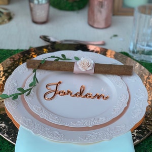 Copper Mirrored Personalized Wedding Acrylic Place Cards Laser Cut Table Guest Names Calligraphy Favor Tags Custom Signs Place Name Settings