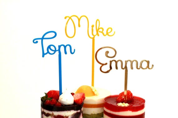 Personalized Name Cake Toppers Custom Birthday Party Centerpieces Cupcake Customized Any Name Bachelorette Bridal Table Event Decorations