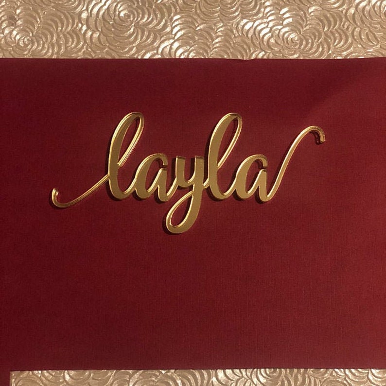 Gold Wedding Place Cards Personalized Acrylic Laser Cut Names Place name settings Guest name tags Wedding Signs Calligraphy Modern New Font image 6