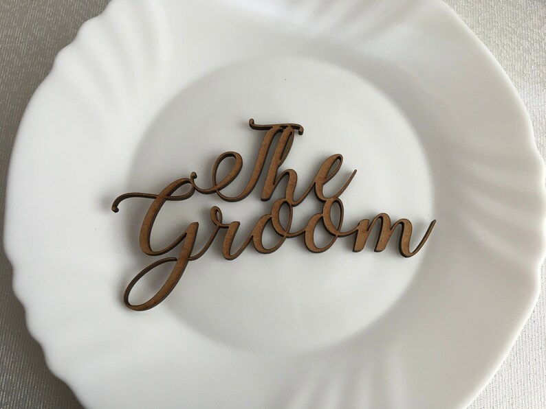 Set of 2 Personalized Bride & Groom Names Laser cut names Etsy