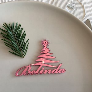 Personalized Christmas place cards Custom laser cut acrylic names Xmas dinner table names Wedding names Place settings Custom Lasercut trees