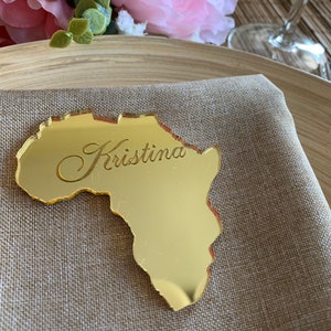 Personalized Laser Cut Country Shape Custom Engraved Names Wedding Favor Table Seating Place Cards Africa Custom Ornament State Cutout Shape image 5