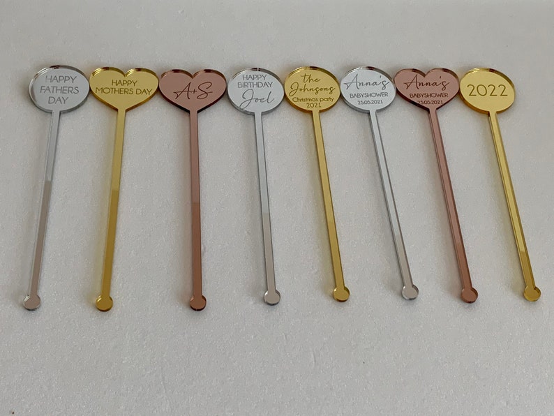 Personalized Heart Name Drink Stirrers Custom Swizzle Stir Sticks Happy Mothers Day Birthday Table Decor Weddings, Engagement, Baby Showers image 7