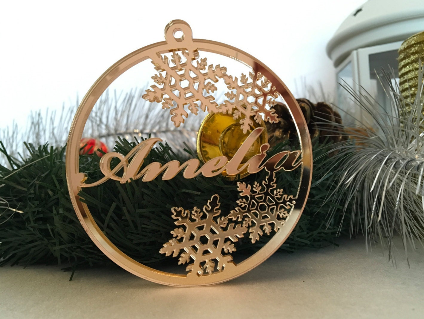 Personalized Christmas Tree Ornament Custom Name Modern Holiday Decorations  Laser Cut Names Xmas Bauble Gift for Family, Gift Name Tags 2023