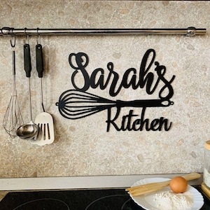 Custom Metal Kitchen Sign – Personalized Name Sign for Kitchen Wall Decor – Farmhouse Wall Art – Housewarming Gift for Mom - Chef Name Sign