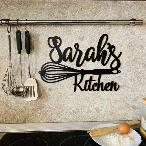 Custom Metal Kitchen Sign - Personalized Name Sign for Kitchen Decor - Farmhouse Wall Sign - Metal Wall Art - Housewarming Gift for Mom