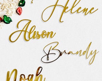 Custom Name Cake Charm – Personalized Acrylic or Wood Cake Topper – Name Plaque for Baby Christening, Weddings, and Events – 4 Font Options