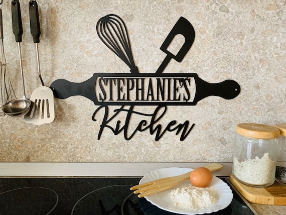 Personalized Metal Sign for Kitchen Custom Kitchen Name Sign Wall Art Decor Housewarming Cooking lover Gift, Moms Kitchen, Gift for Grandma